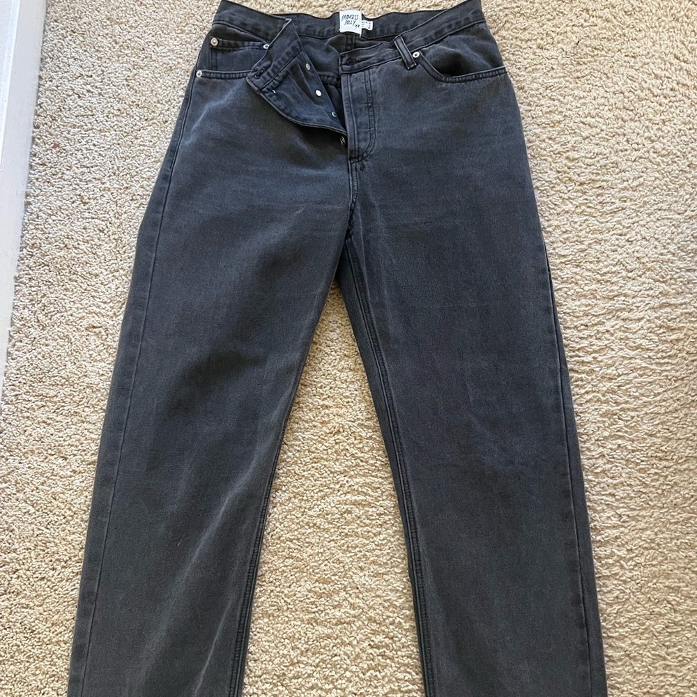 Princess Polly Asymmetrical Black Denim Jeans. Size 6